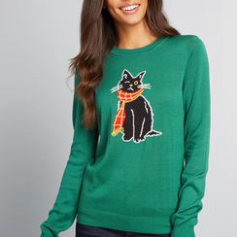 ModCloth Oscar the One Eyed Cat Sweater